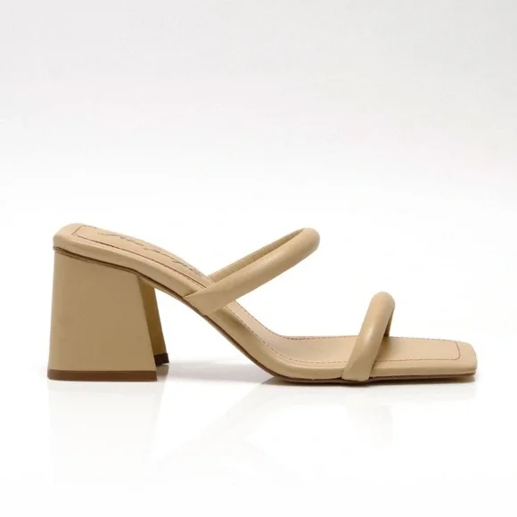 FREE PEOPLE Parker Double Strap Tan Block Heel Sandals Shoes Size 39.5 or 9US - Picture 3 of 12